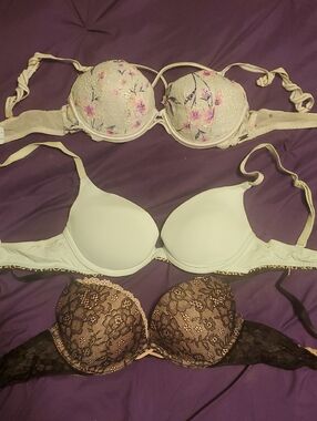 Cream Floral Lace Push-Up Bra - Women Intimates